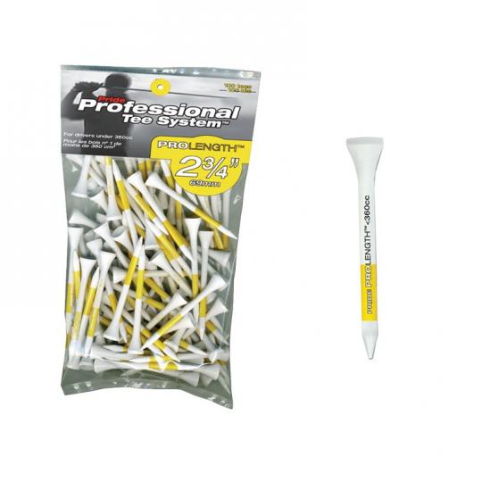 100 Tees en bois Pride ProLenght 2 3/4 – Jaune 69 mm - Horslimits - balles de golf