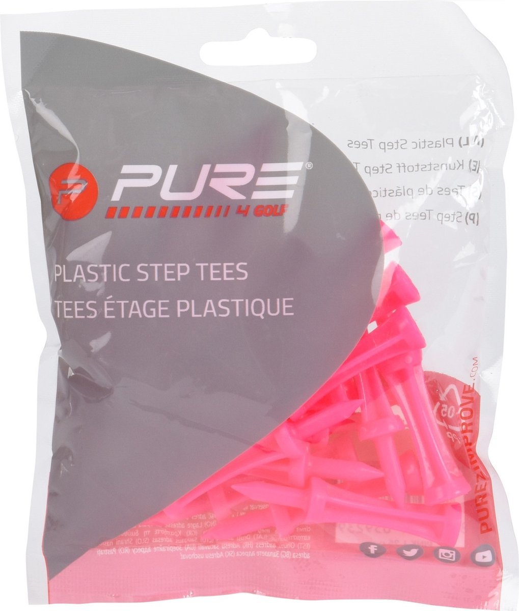 25 Tees étage Plastique Rose 53mm PURE 2 IMPROVE - Horslimits - balles de golf