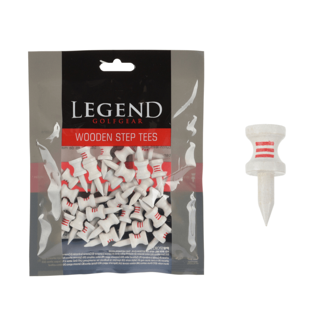 30 Tees étage Bois Blanc/Rouge 25 mm Legend - Horslimits - balles de golf