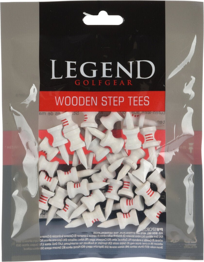 30 Tees étage Bois Blanc/Rouge 25 mm Legend - Horslimits - balles de golf