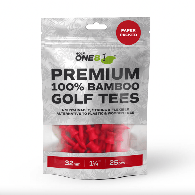 25 Tees Bamboo Golf 8 – 32mm 1 1/4 Rouge - Horslimits - balles de golf