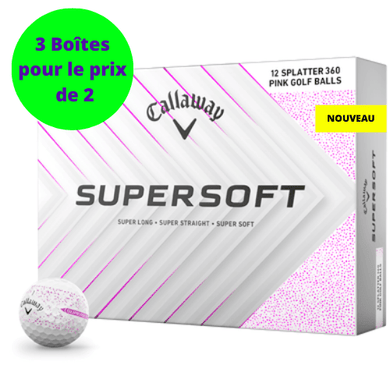 Balles de golf Callaway - Supersoft SPLATTER 360 x12 Blanc / Rose - Horslimits - balles de golf