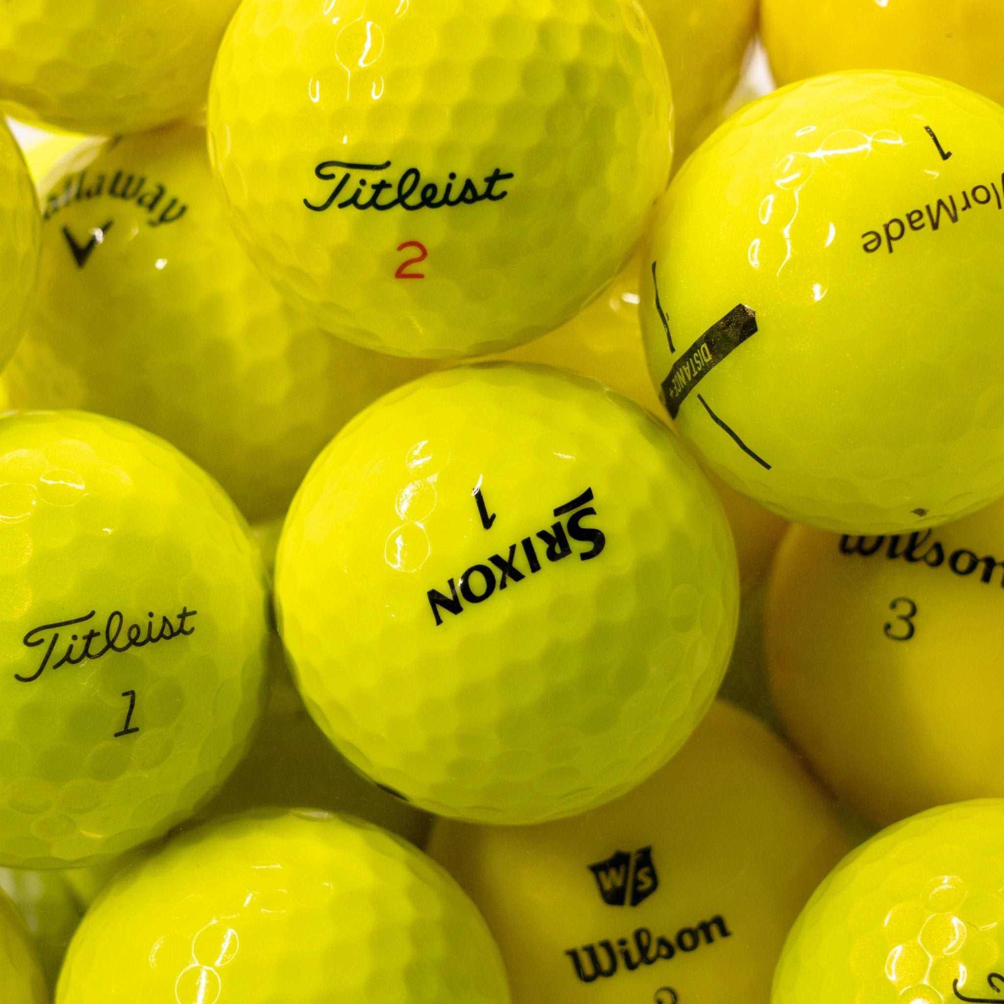 Balles de golf d'occasion Jaunes - Mix Titleist , Srixon , Callaway , Taylormade. - Horslimits - balles de golf
