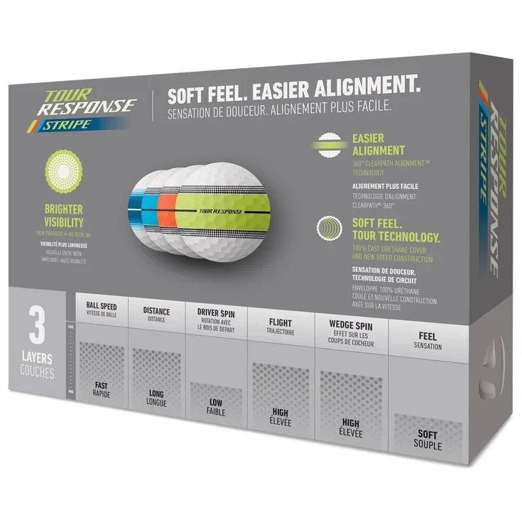 Balles de golf Taylormade - Tour Response Stripe Neon x12 Multicolore PT - Horslimits - balles de golf