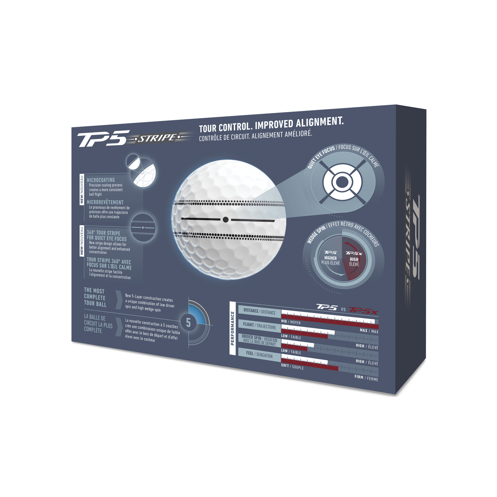 Balles de golf Taylormade TP5 Stripe Blanc - Horslimits - balles de golf