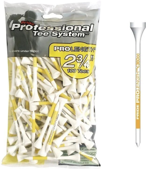 100 Tees en bois Pride ProLenght 2 3/4 – Jaune 69 mm - Horslimits - balles de golf