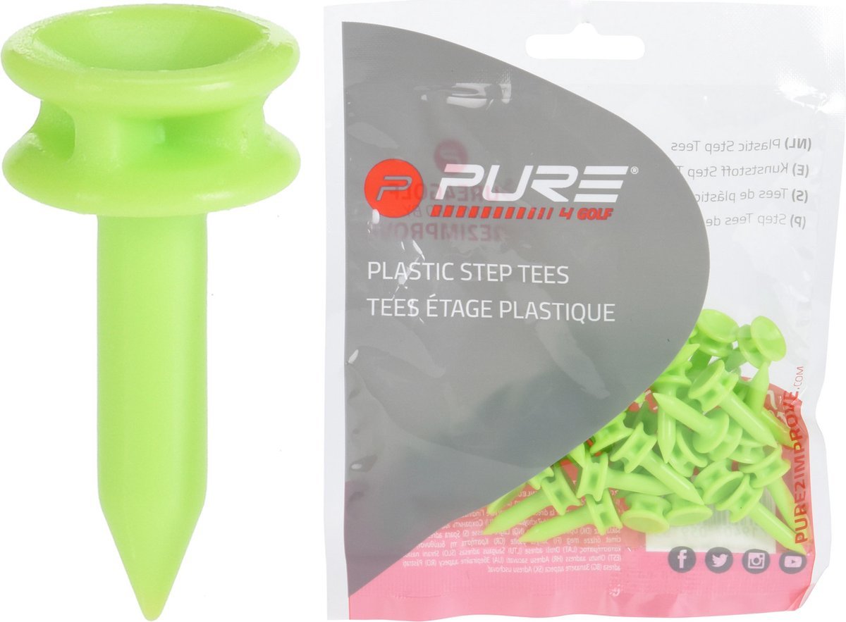 35 Tees étage Plastique Vert 24 mm PURE 2 IMPROVE - Horslimits - balles de golf